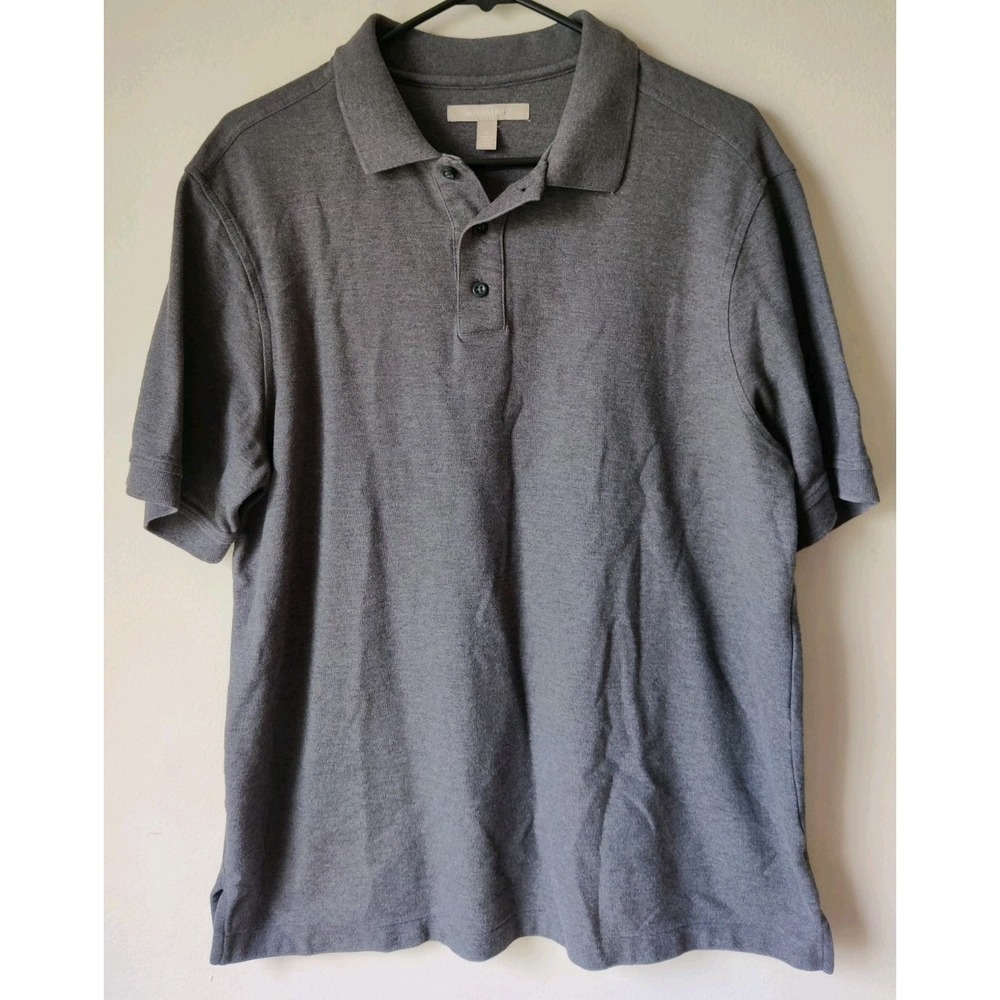 Nordstrom Men's Polo Shirt Solid Grey Short Sleeve 100% Cotton Size Large